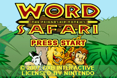 Word Safari: The Friendship Totems title screen for GameBoy Advance